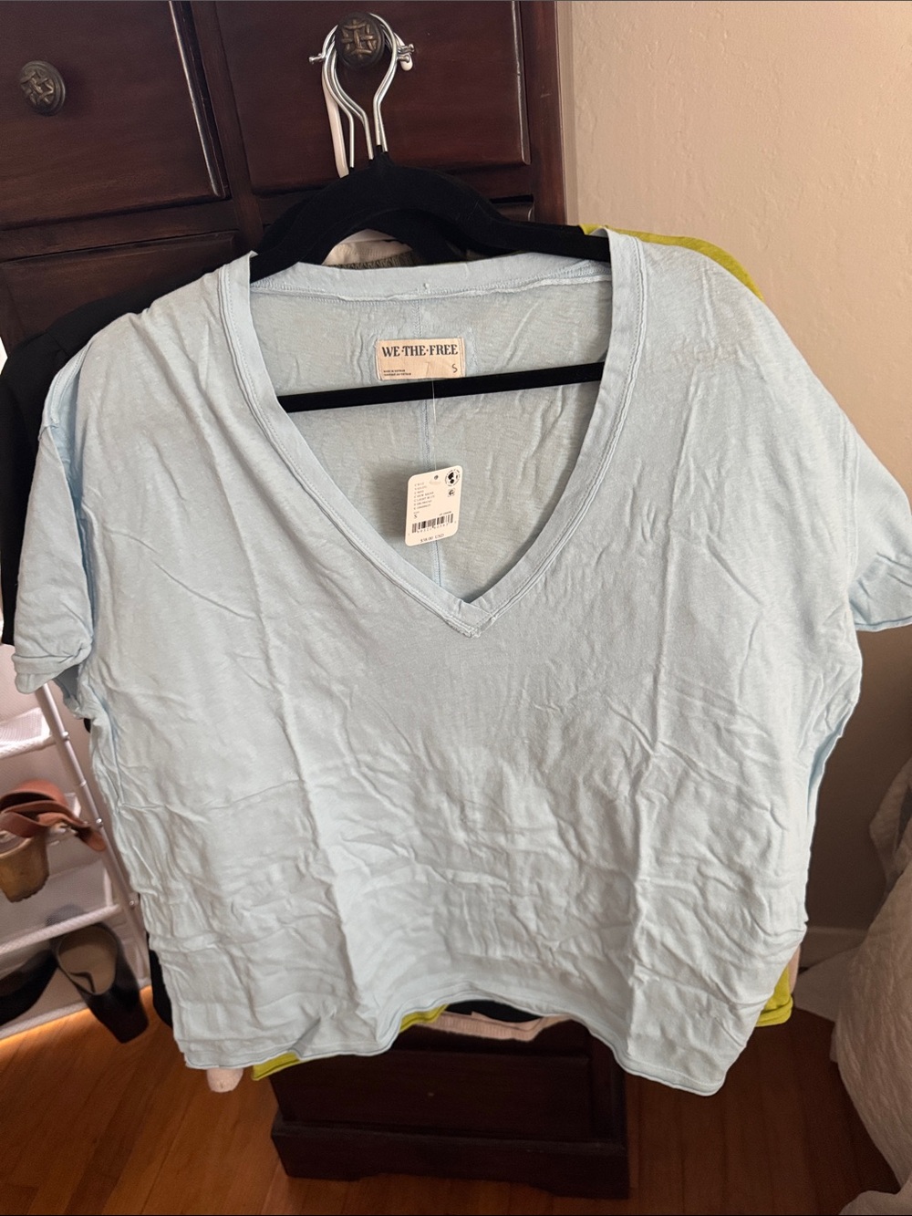 New: We The Free Pale Blue V-Neck Short Sleeve Tee